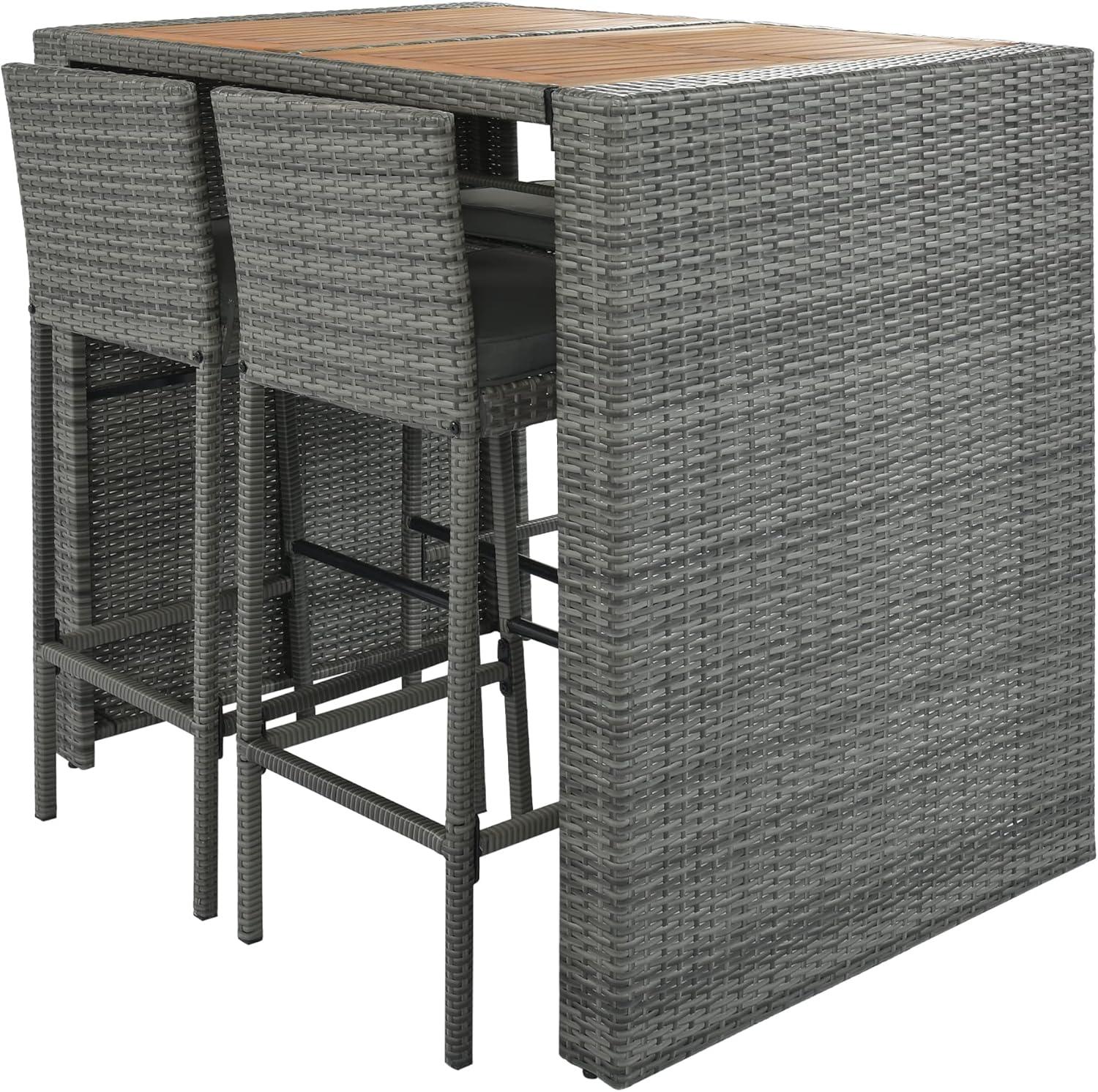 Ceballos Patio Bar Table Set High Top Outdoor Table And Chairs Set Of 5 Bar Table & Stools Set With Tall Adirondack Chairs Set For 4