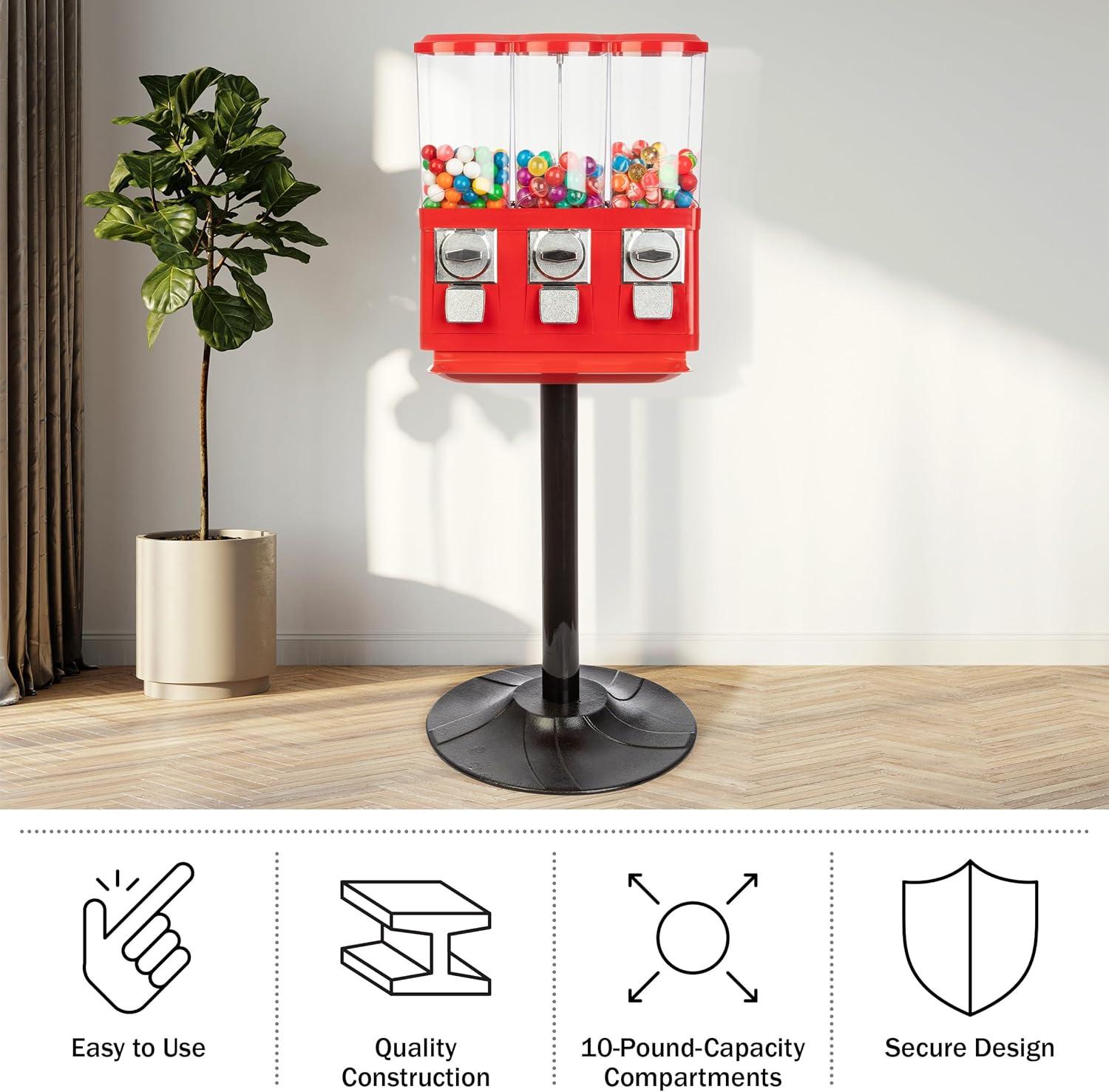 Great Northern Popcorn Great Northern Popcorn Triple Gumball Machine with Stand Red