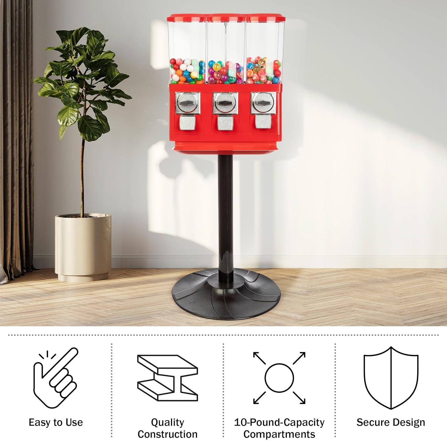 Great Northern Popcorn Great Northern Popcorn Triple Gumball Machine with Stand Red