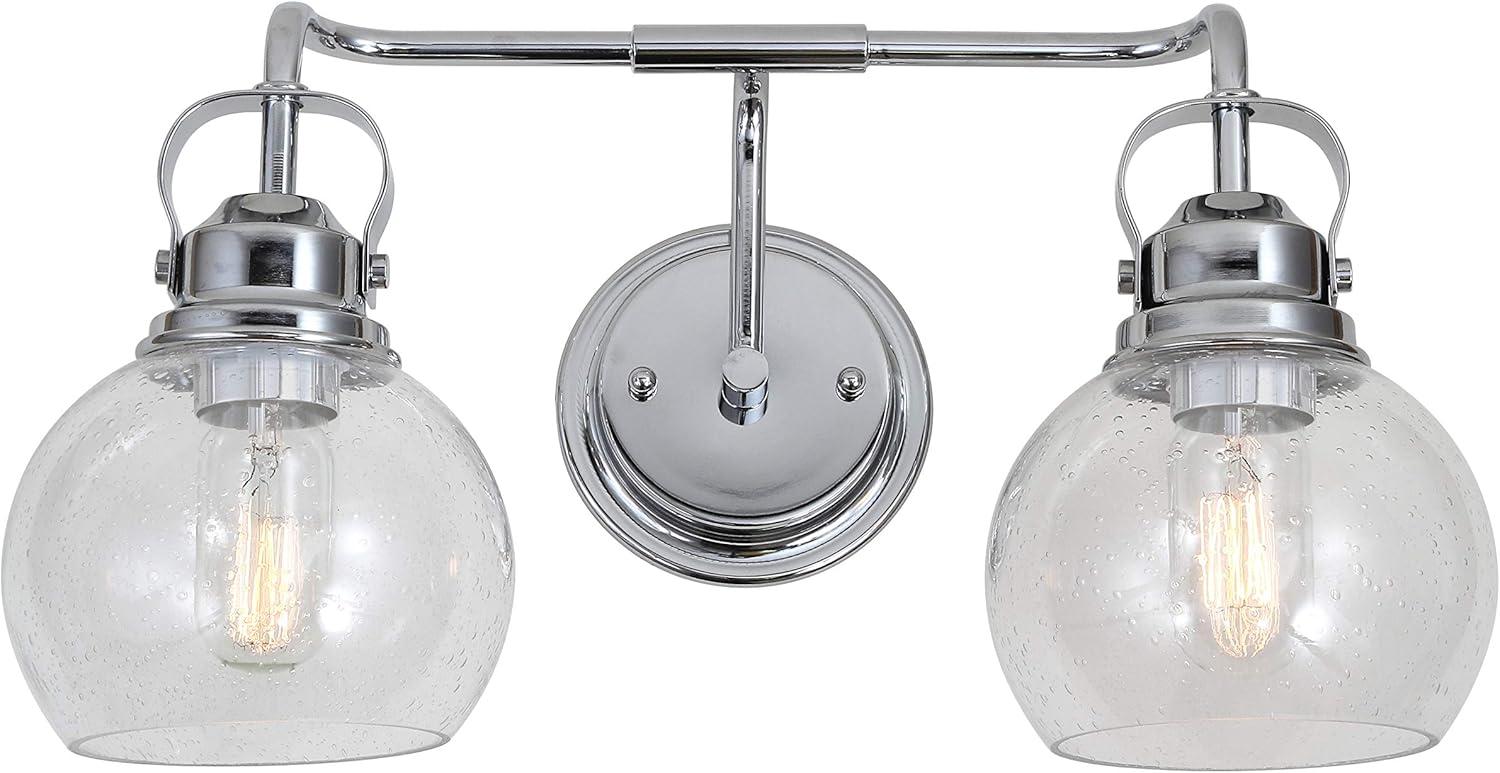 Shirley 17.5" 2-light Metal/ Bubbled Glass Vanity Light, Chrome