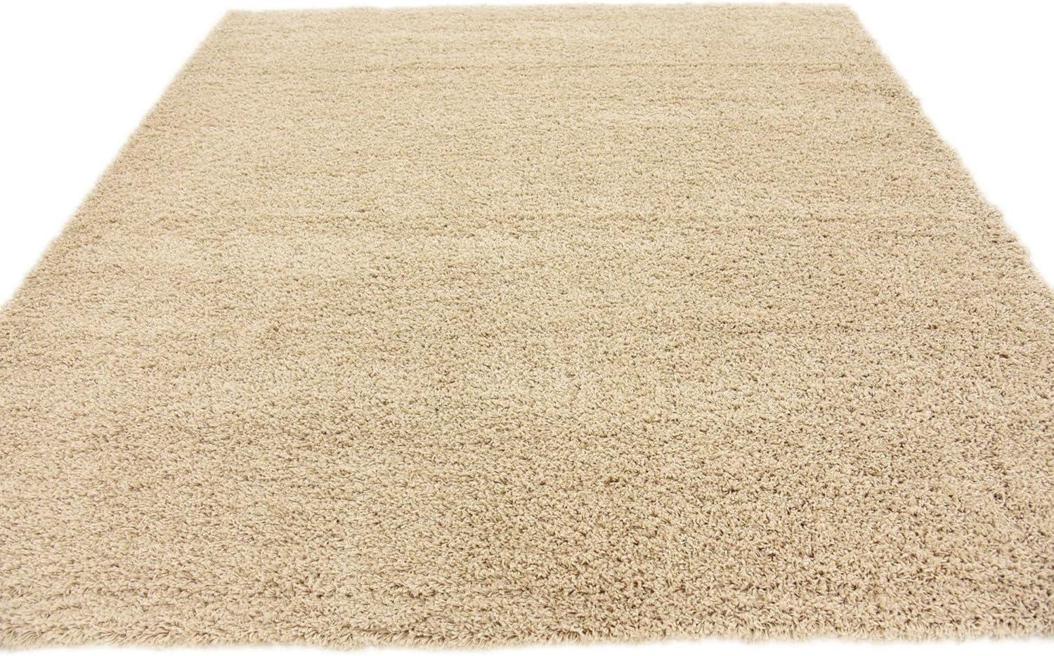 Taupe Square Soft Shag Synthetic Area Rug for Easy Care