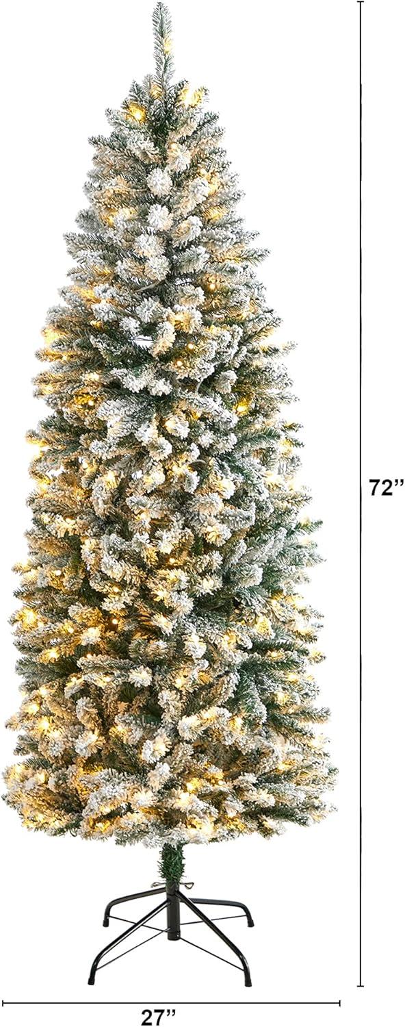 6ft White Flocked Fir Christmas Tree with Warm LED Lights