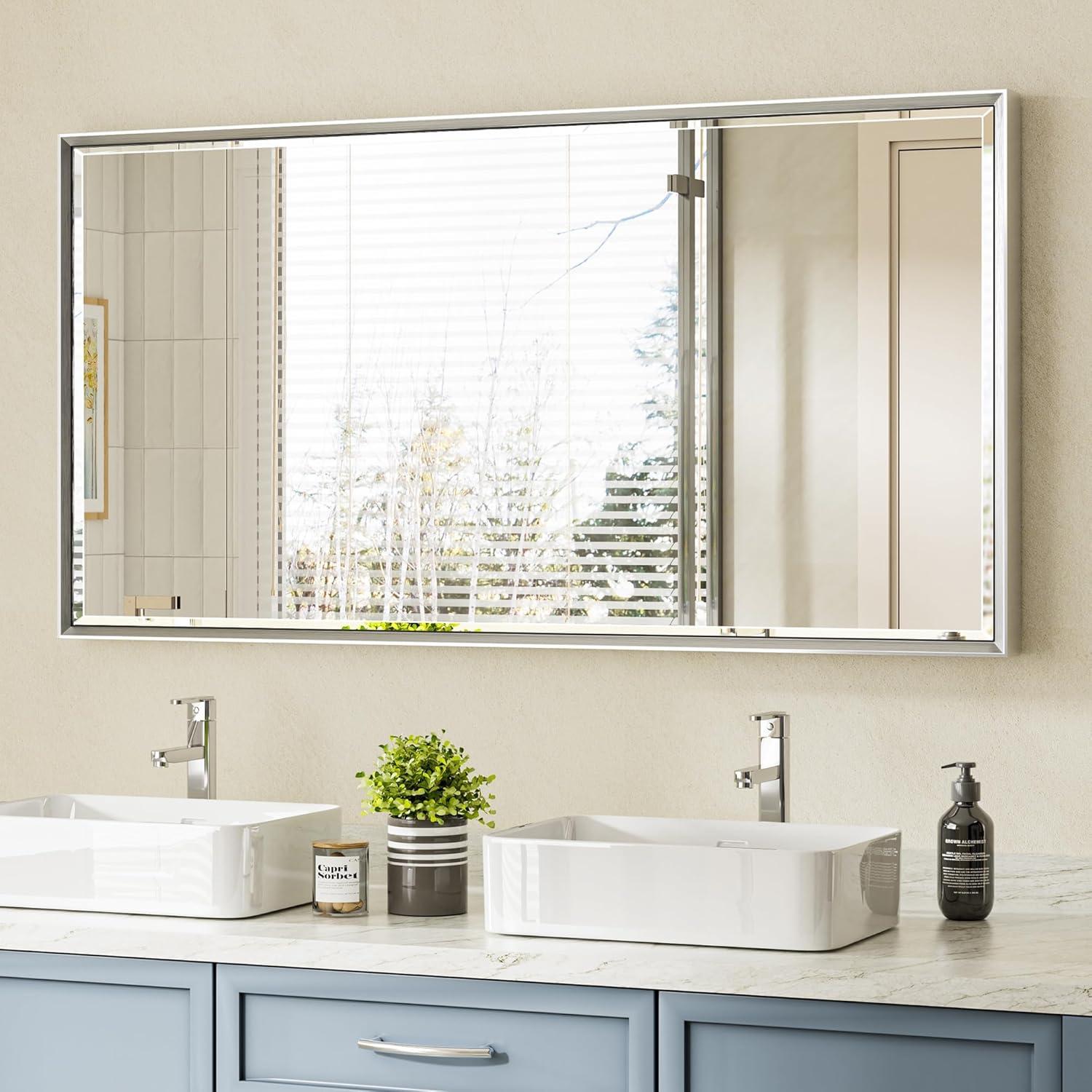 Decorative Wall Mirror Beveled Design, Bathroom Vanity Mirror Accent Mirror Finish