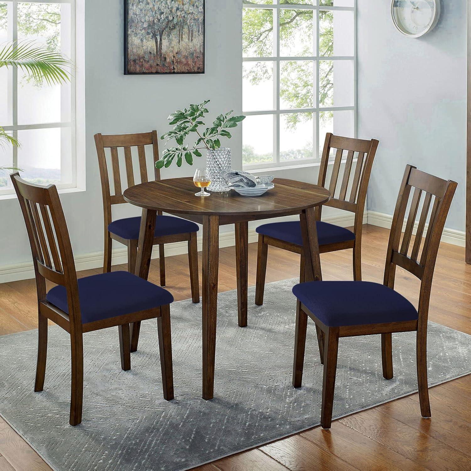 Furrygo Washable 4 Pieces Polyester Dining Chair Slipcovers, Navy