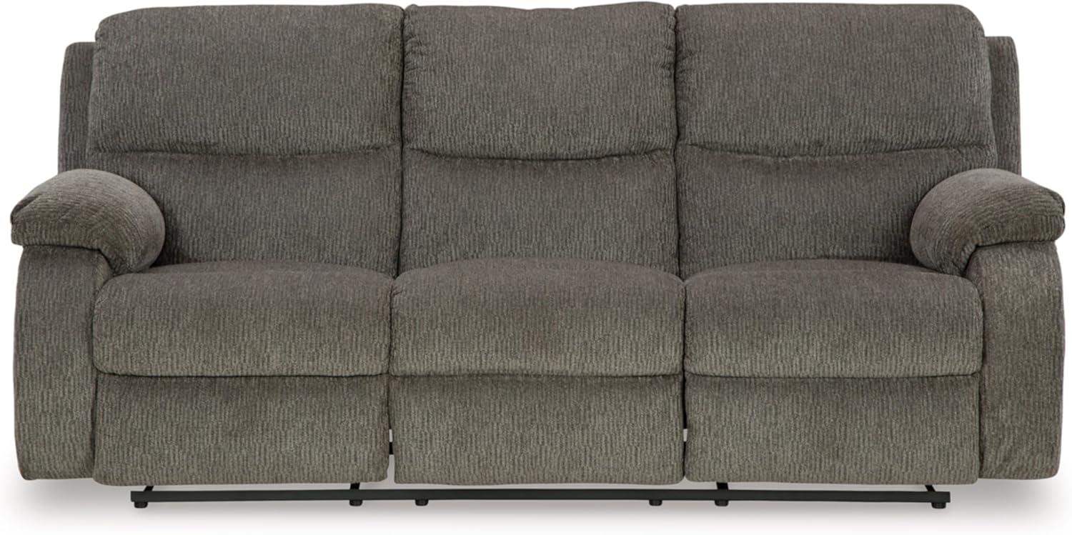 Brindle Gray Microfiber Reclining Sofa with Bustle Back