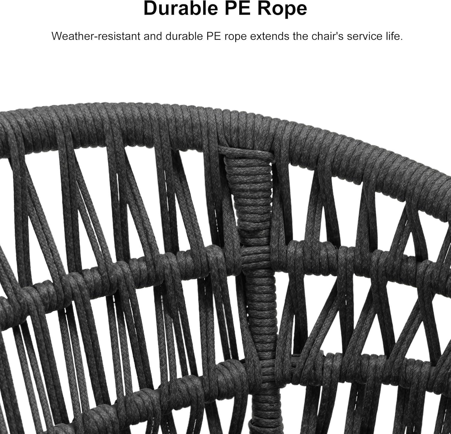 PURPLE LEAF Outdoor Rattan 29" Bar Stools Set of 2, Modern Boho Aluminum Patio Bar Height Chair with Cushion and Back for Outdoor and Indoor, Grey