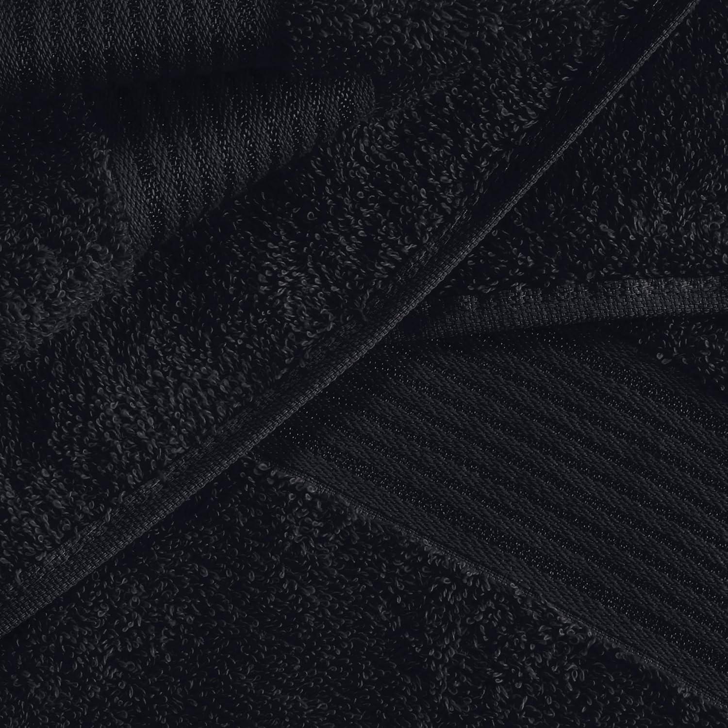 BELIZZI HOME Juego de 6 Toallas de Algodón Ultrasuaves, Contiene 2 Toallas de Baño de 28x55 Pulgadas, 2 Toallas de Mano de 16x24 Pulgadas y 2 Paños de Lavado de 12x12 Pulgadas, Ideal para el Uso Diario, Compacto y Liviano - Negro