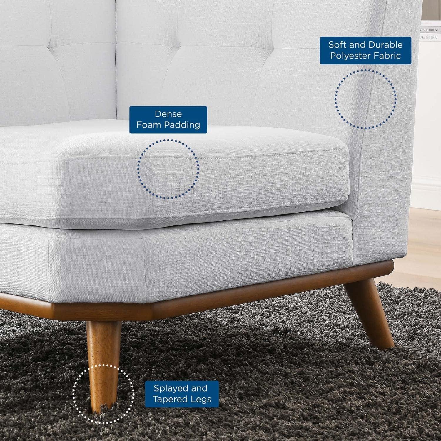 Modway Engage Upholstered Fabric and Wood Corner Chair in White