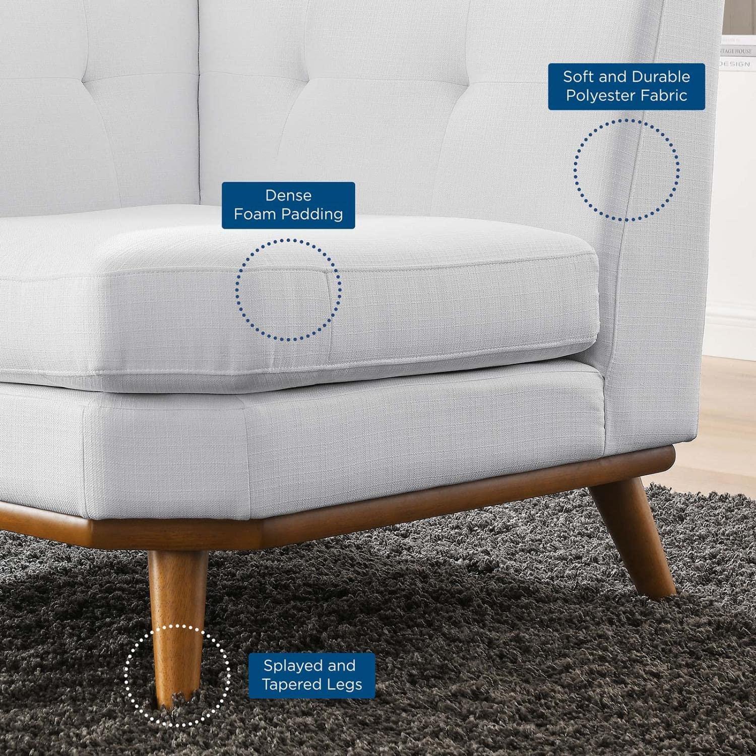 Modway Engage Upholstered Fabric and Wood Corner Chair in White