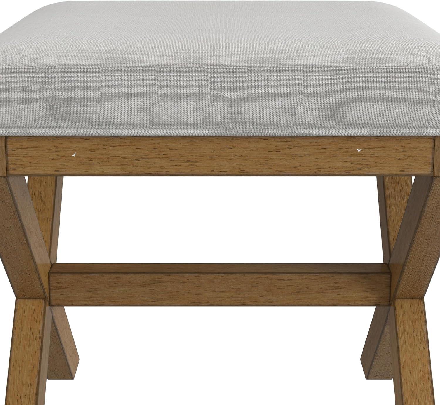 Hillsdale Furniture 18.5" Somerset Backless Wood Vanity Stool Fog: Padded Ottoman Bench, Polyester Upholstery