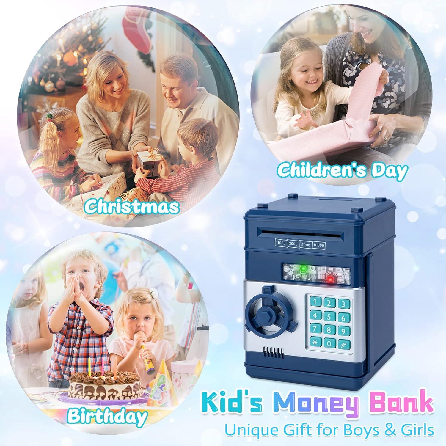 Lvelia Piggy Bank Cash Coin Can ATM Bank Electronic Coin Money Bank for Kids, Money Savings Box Large ATM Coin Bank Toys Gifts for 3-12 Year Old Boys Girls