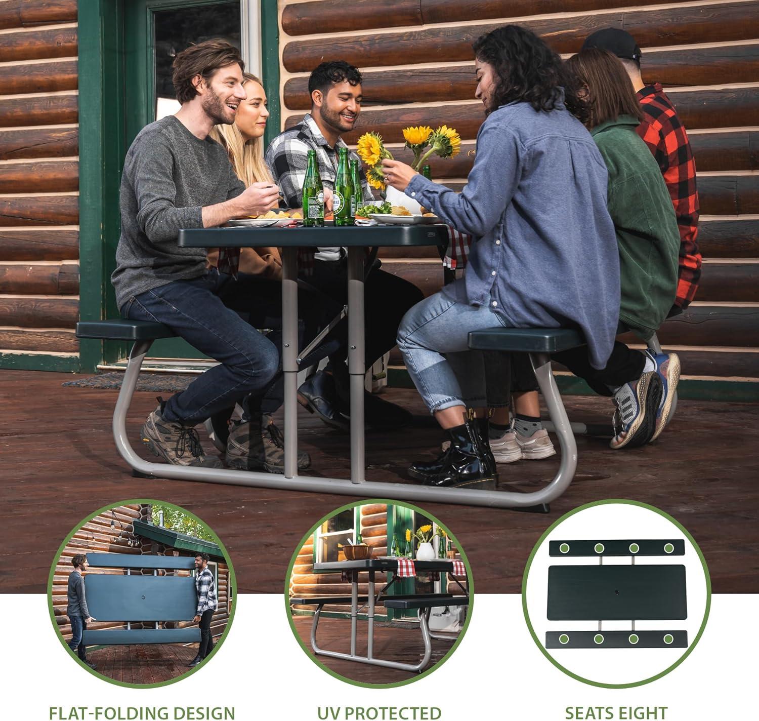 Lifetime 6 Foot Polyethylene Picnic Table, Hunter Green (22123)