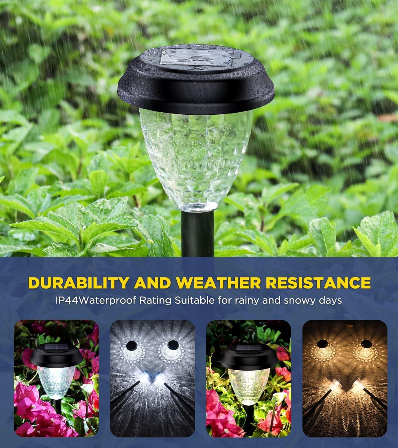 Ultra Bright Solar Outdoor Lights Decorative 10 Pack, 100% Faster Charge Solar Pathway Garden Lights Up to 12H Auto On/Off, Solar Lights Outdoor Waterproof for Walkway Yard Lawn (Warm White)