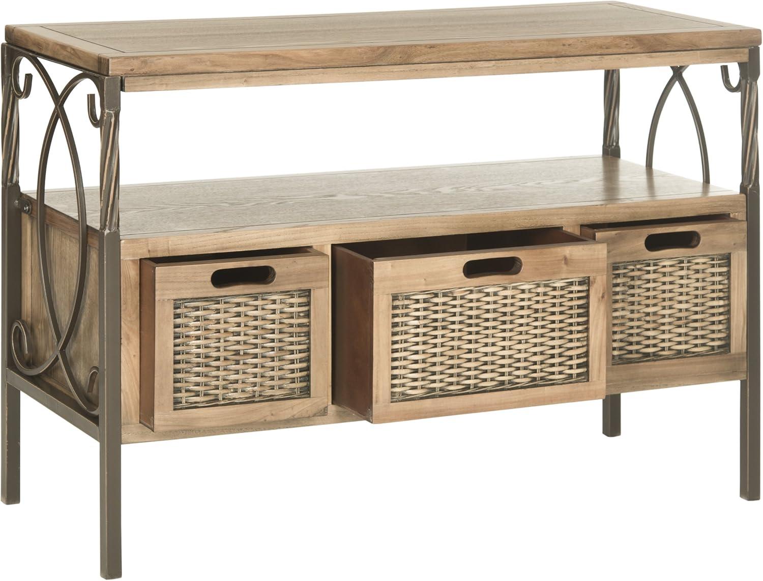 Joshua Media Console Table - Oak - Safavieh