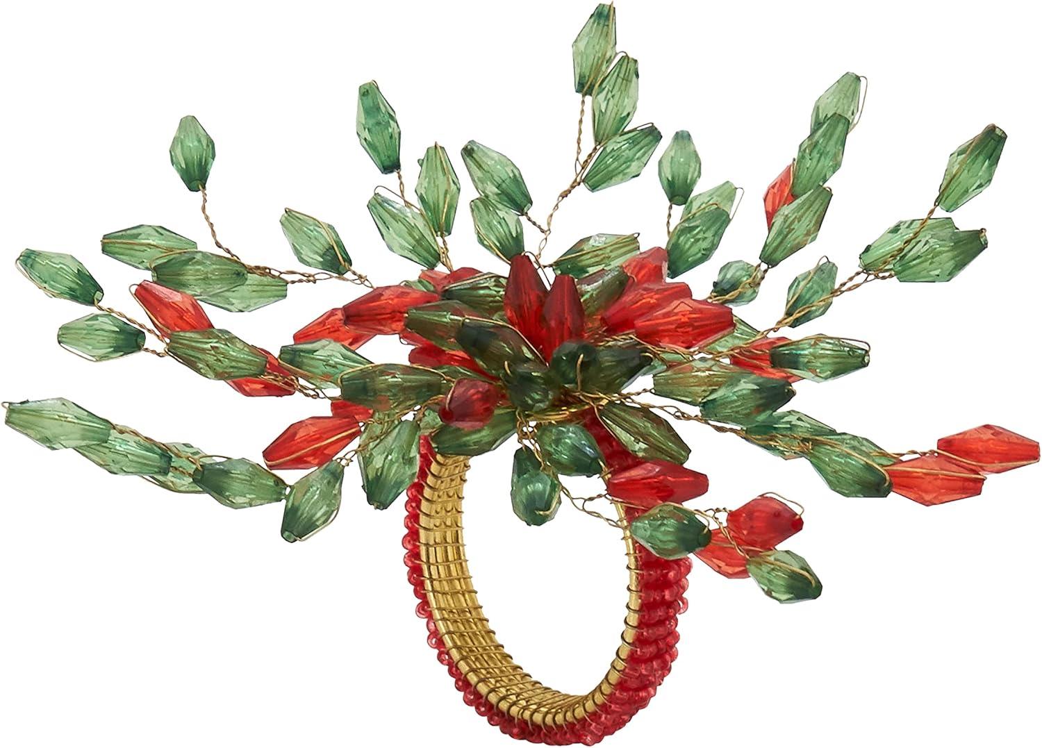 Saro Beaded Flower Napkin Ring (Set of 4)