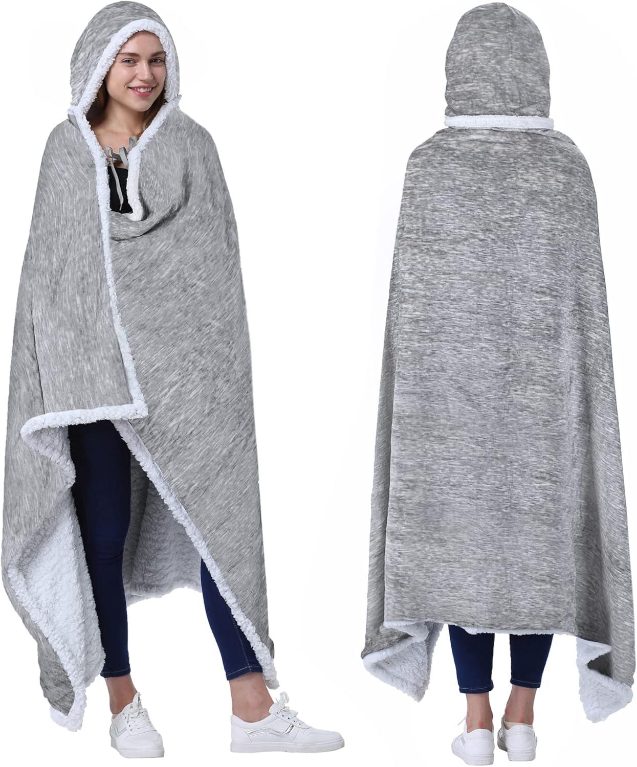 Catalonia Catalonia Sherpa Fleece Throw Cape, Wearable Blanket Wrap with Hand Pockets, Soft Lightweight Cozy