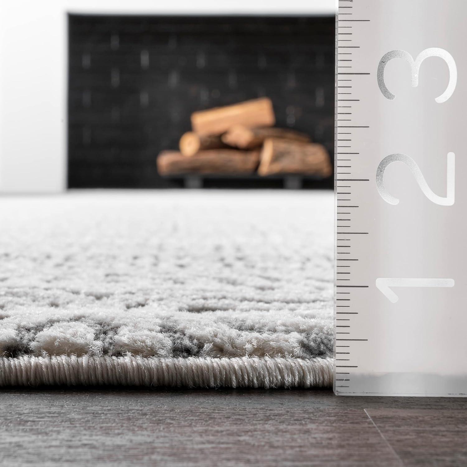 nuLOOM Exie 10 x 14 (ft) Loomed Polypropylene Light Gray Rectangular Indoor Medallion Area rug