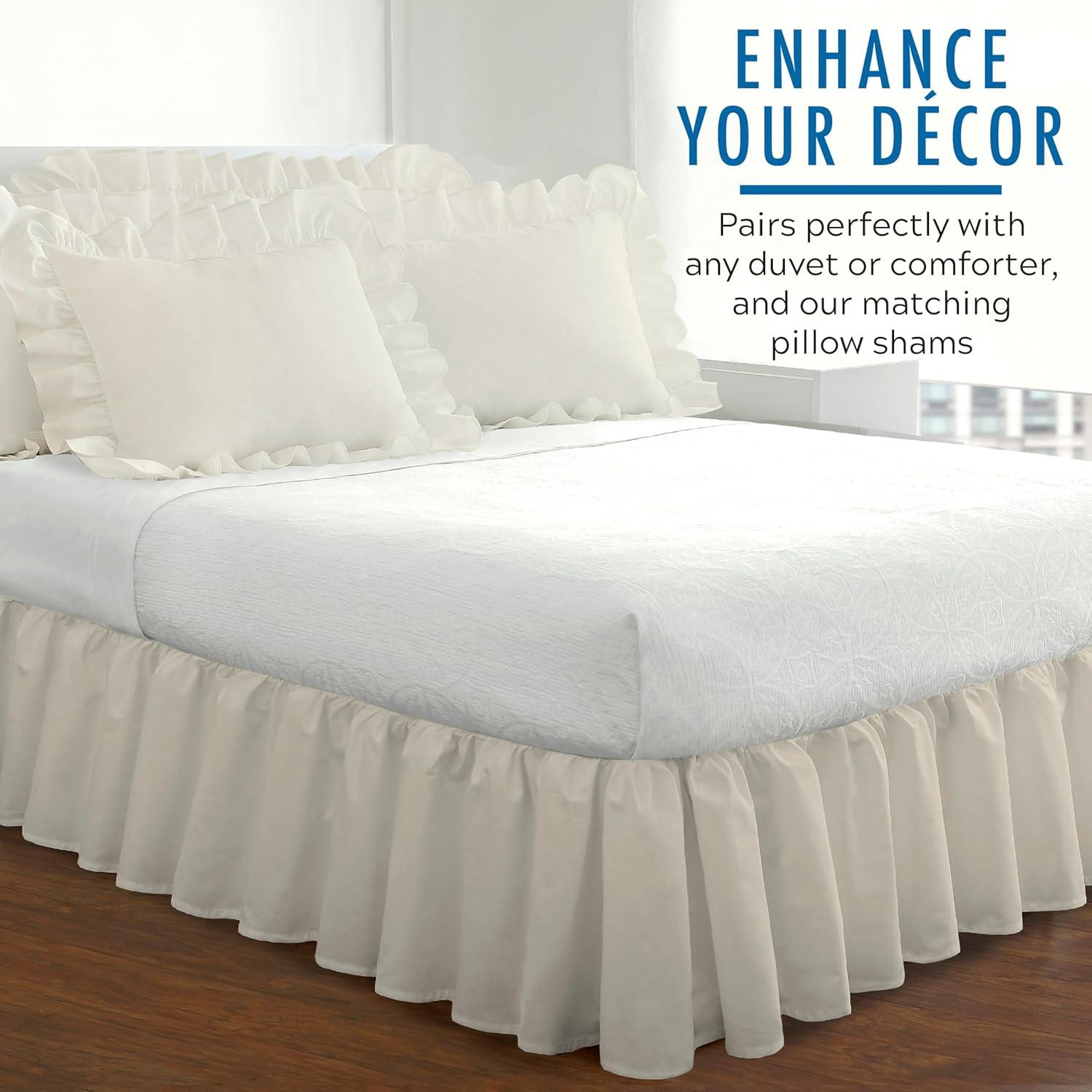 Fresh Ideas Fresh Ideas Ruffled Poplin Bed Skirt, 14" Drop Length