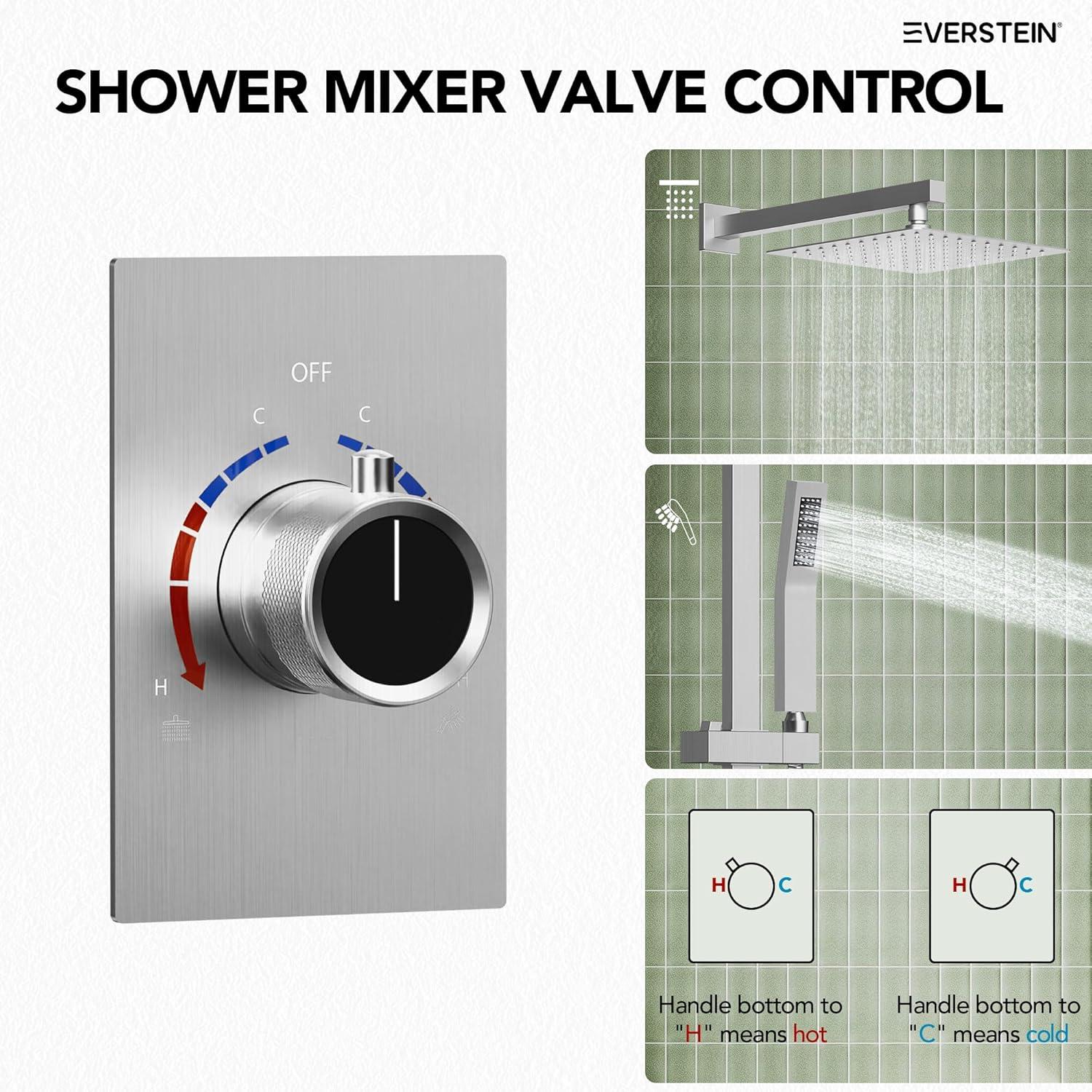 RainfallCascade 10" Pressure Balanced Slide BarShower System with Rough-In Valve