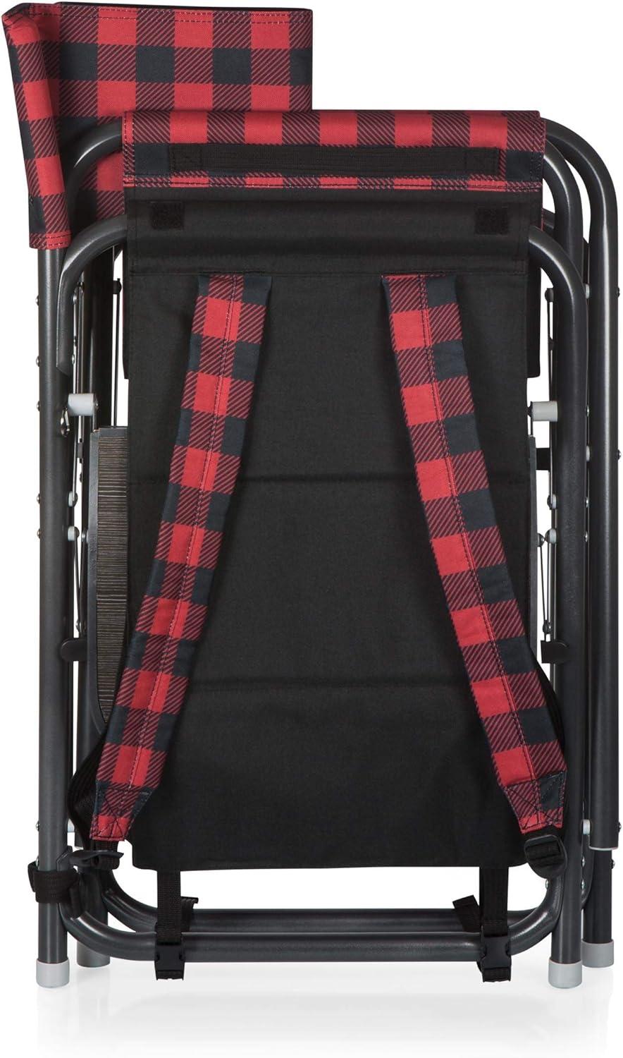 Red & Black Buffalo Plaid Aluminum Outdoor Director's Chair with Side Table