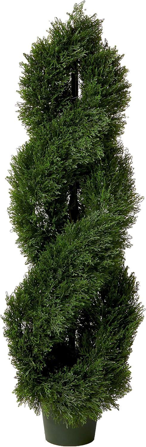 Nearly Natural Double Pond Cypress Spiral Topiary UV Resistant With 1036 Leaves