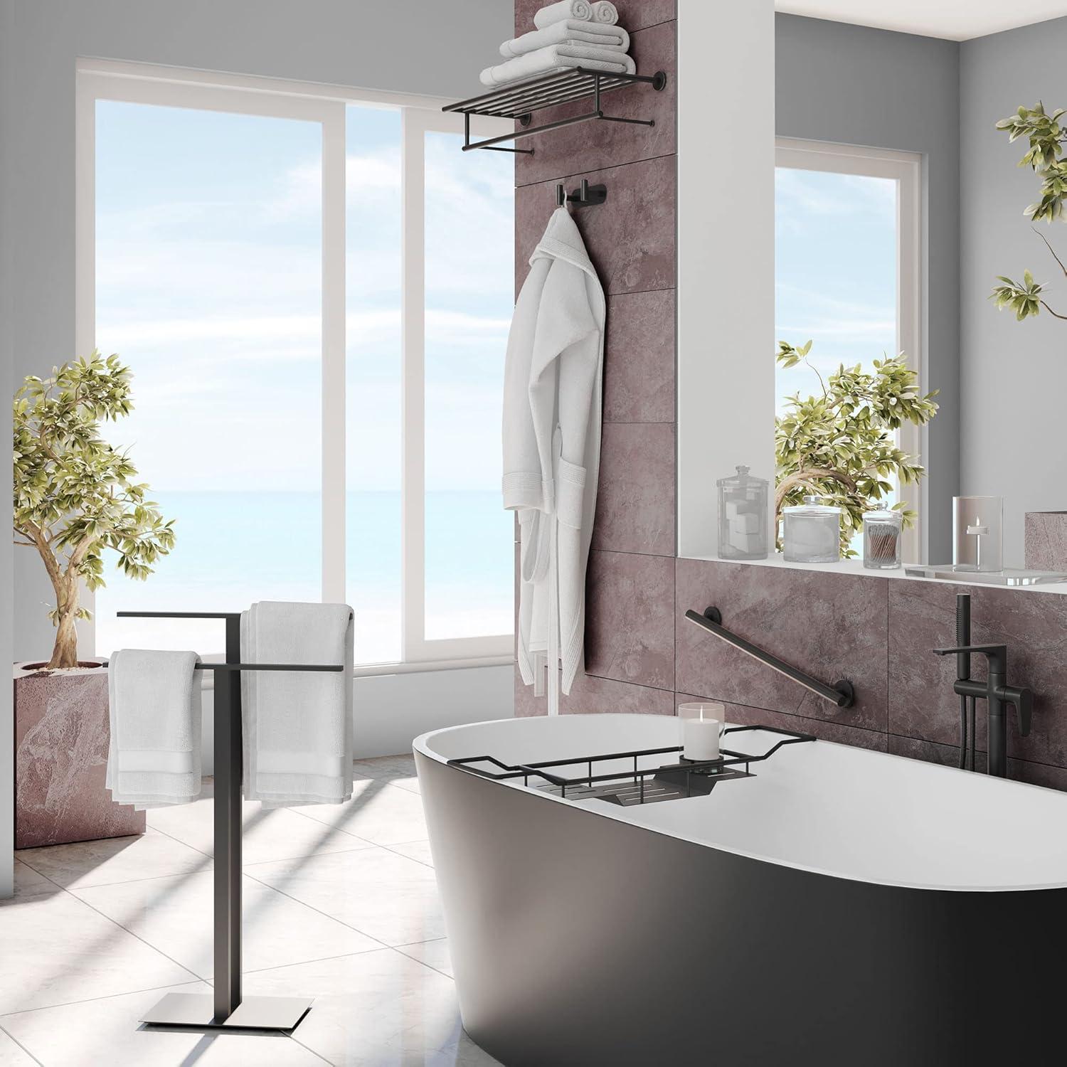 Latitude II Wall Mounted Towel Rack | Hotel Style Stainless Steel Towel Rack with Towel Bar