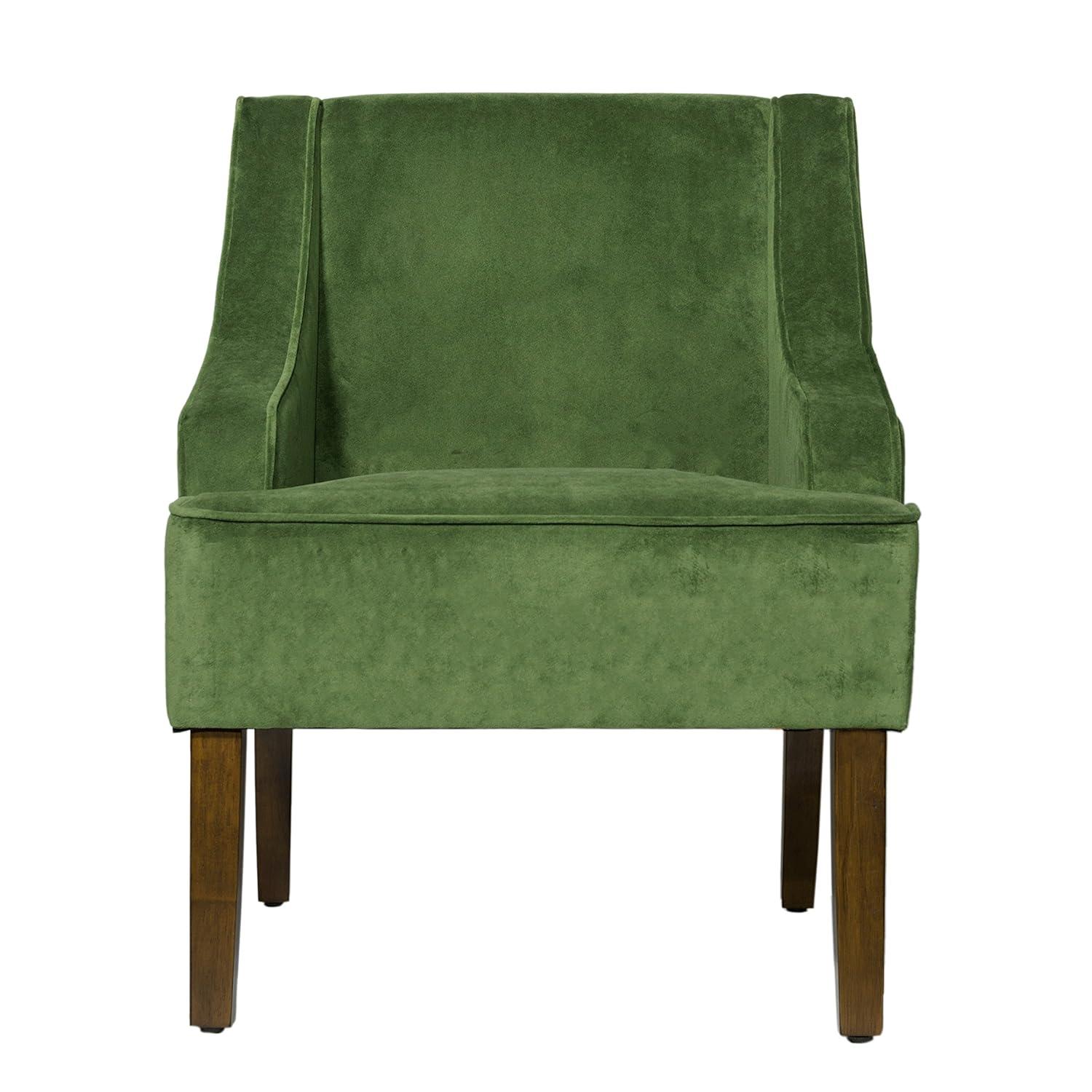 Velvet Swoop Armchair Forest Green - HomePop: Elegant Side Arms, Wood Legs, 250lb Capacity