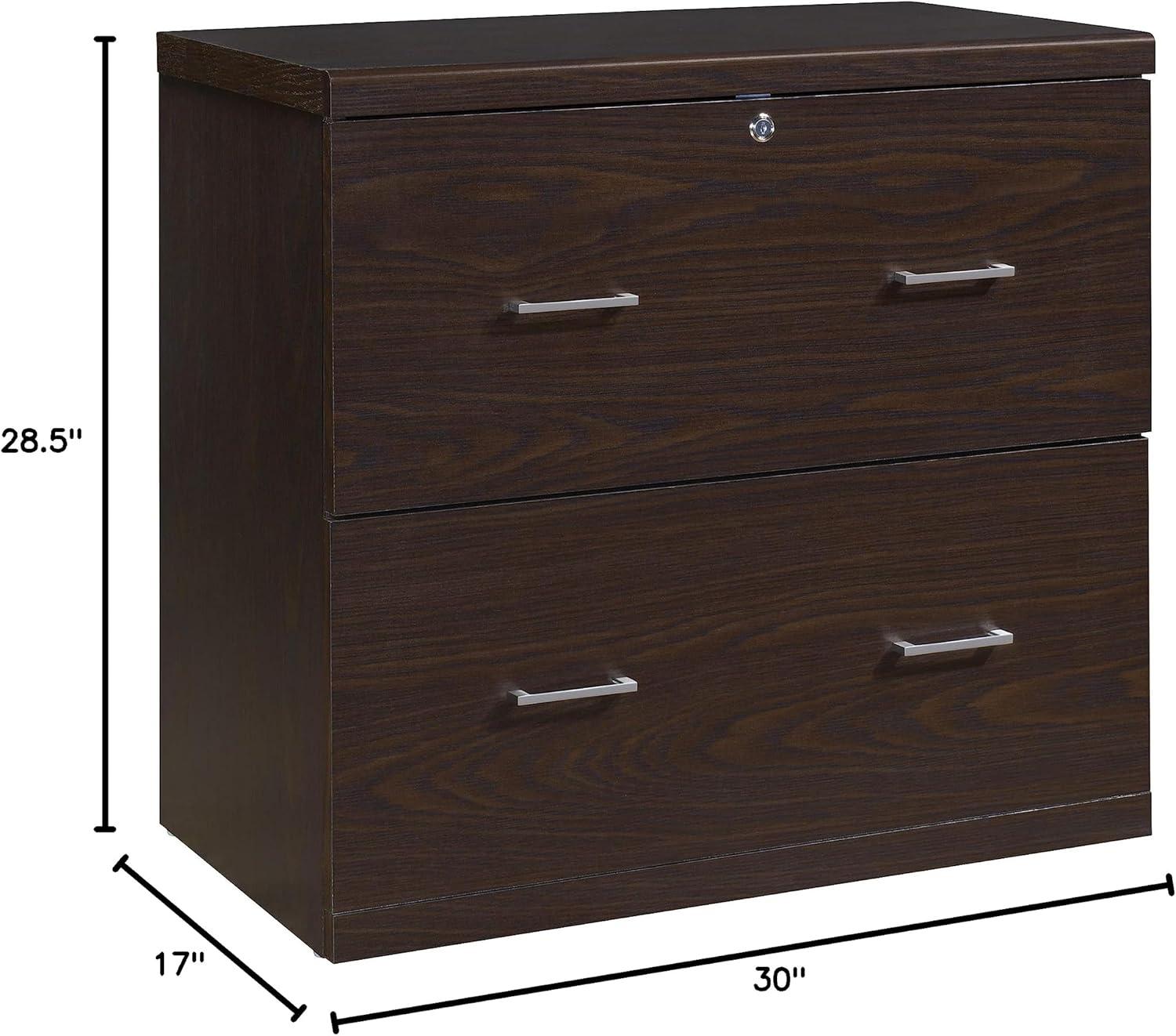 Alpine 2-Drawer Engineered Wood Lateral File with Lockdowel in Espresso Finish