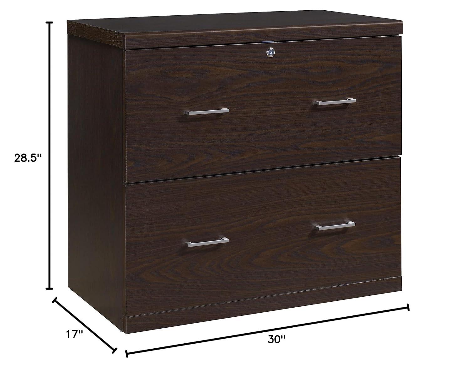 Alpine 2-Drawer Engineered Wood Lateral File with Lockdowel in Espresso Finish