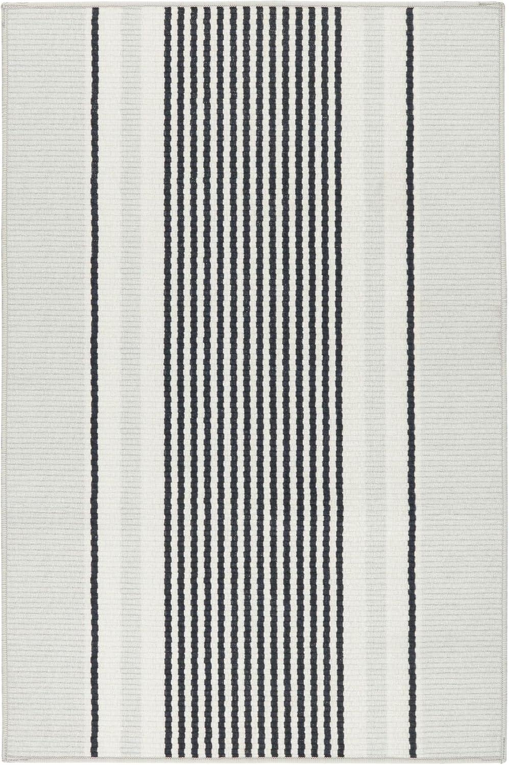 Gunner Stripe Grey Machine Washable Rug