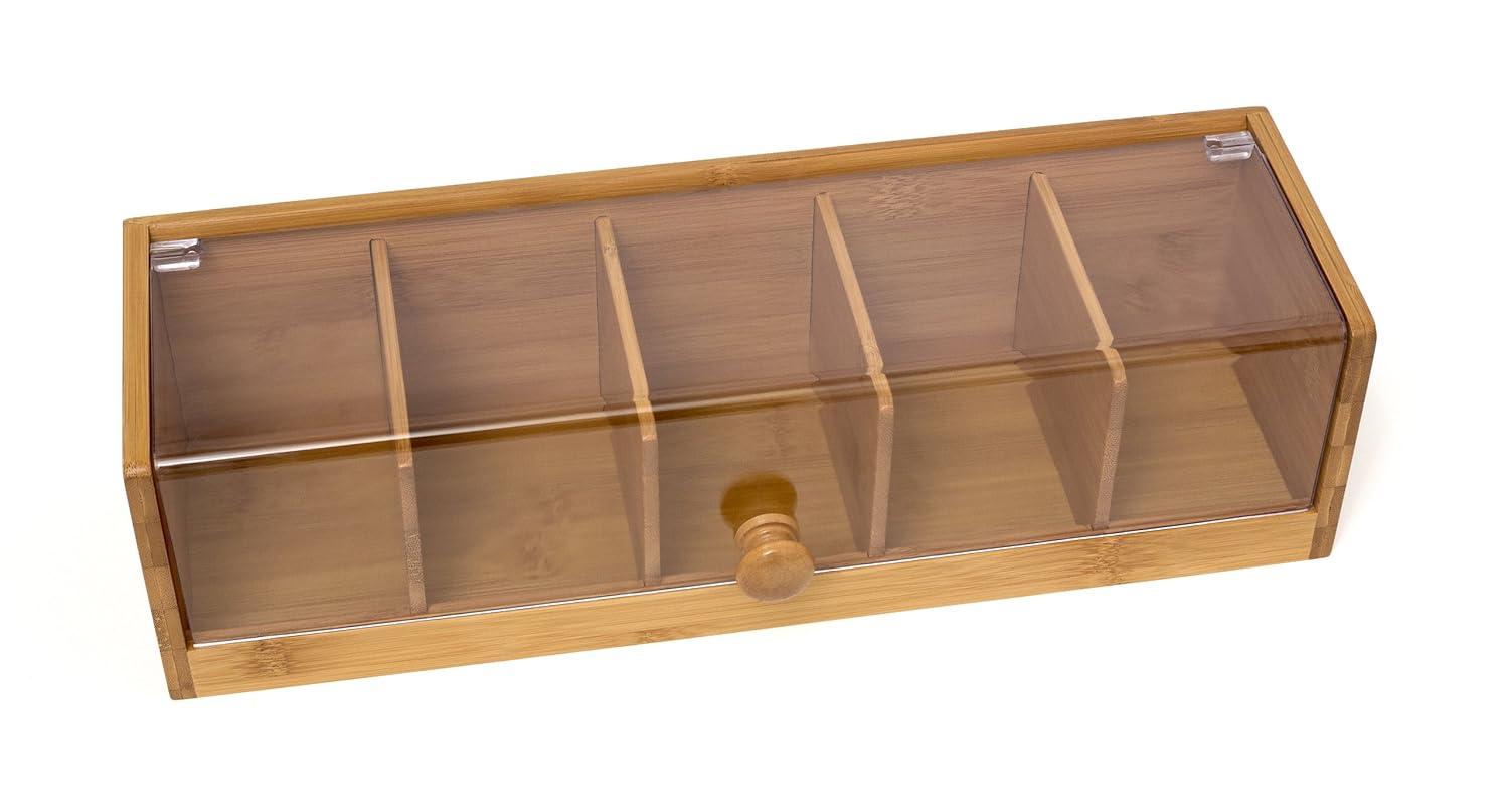 Lipper Bamboo 5-section Tea Box With Acrylic Cover