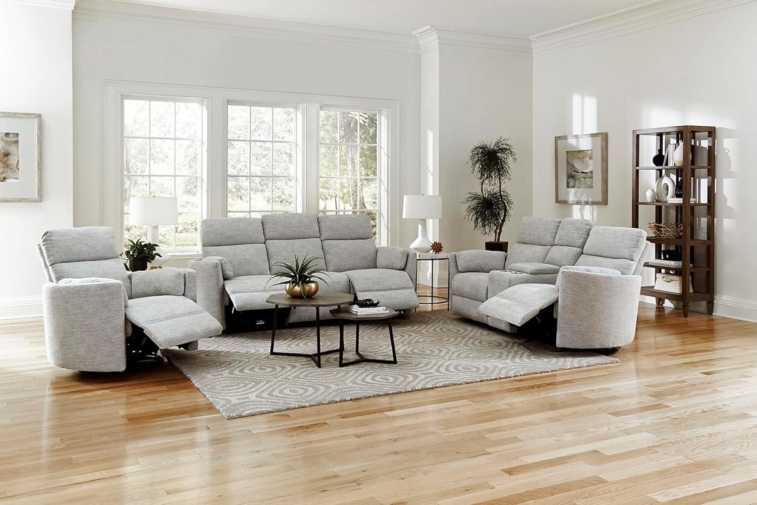 Cream Leather Swivel Glider Recliner with Wood Frame