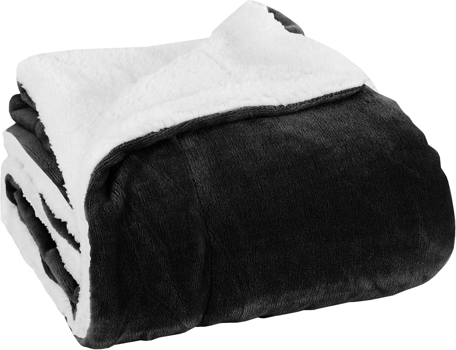 Luxury Flannel Super Soft Lightweight Reversible Throw Black