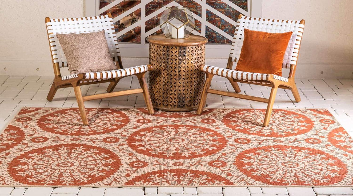 Terracotta Mirage Flat-Woven Reversible Outdoor Rug 7' x 10'