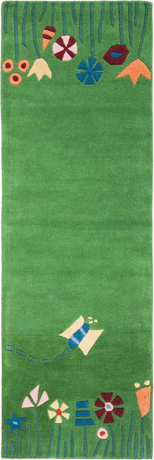 SAFAVIEH Kids Topher Play Grass Runner Rug, Green/Multi, 2'3" x 8'