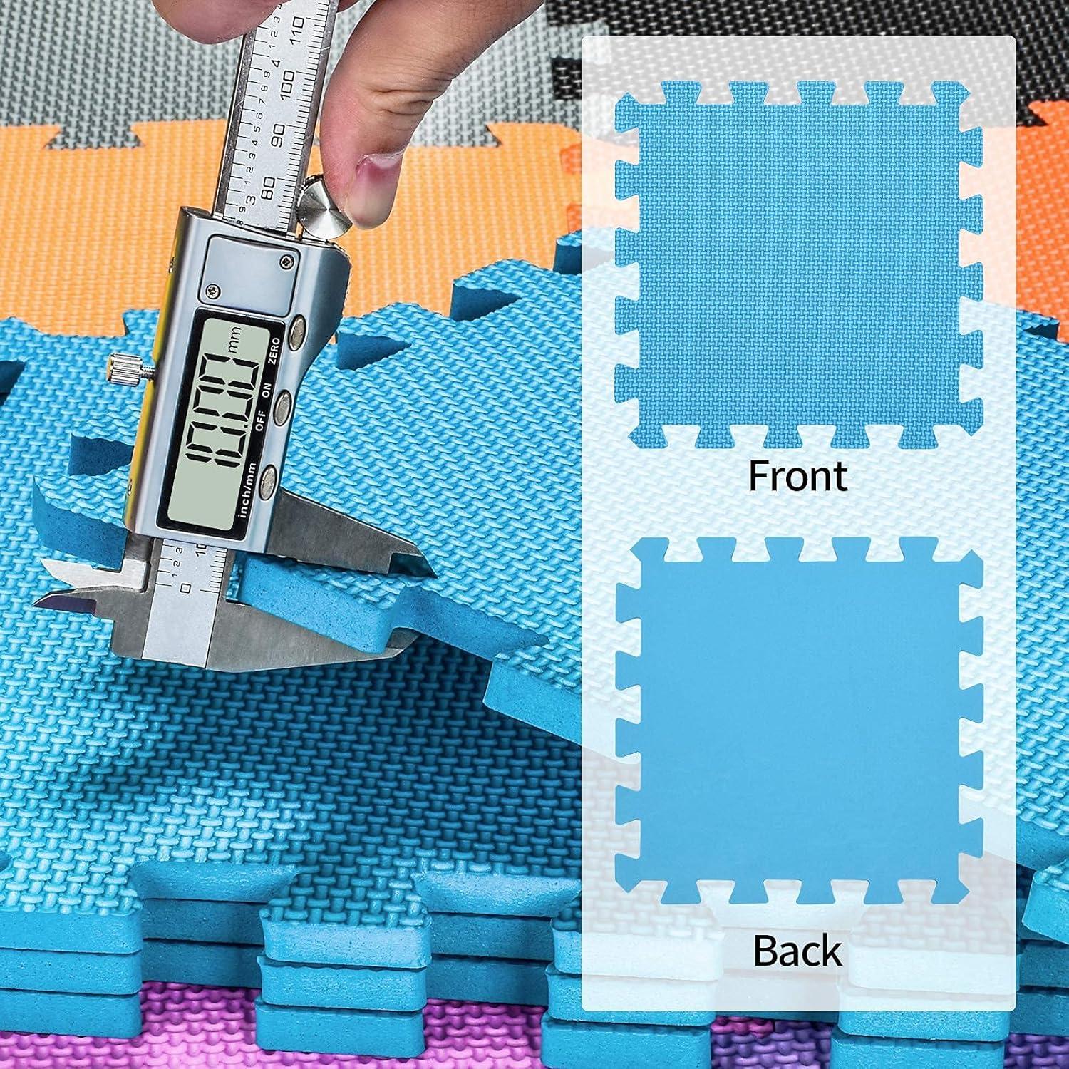 qqpp EVA Rubber 18 Tiles Interlocking Puzzle Foam Floor Mats - Baby Play Mat for Playing | Exercise Mat for Home Workout. Blue. QC-Gb18N