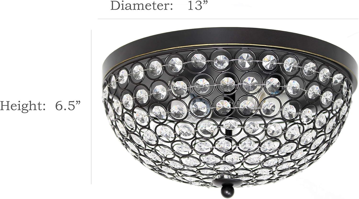 Set of 2 13" Elipse Crystal Flush Mount Ceiling Lights - Elegant Designs