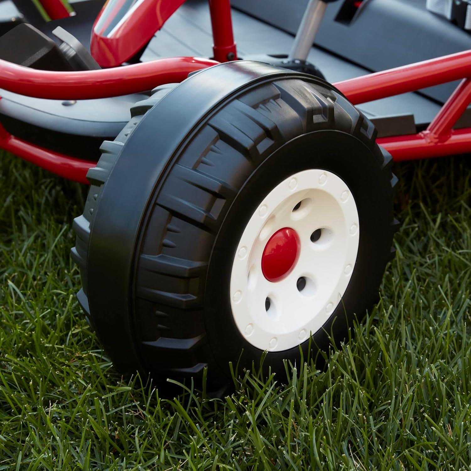 Radio Flyer Ultimate 24 Volt Electric Go-Kart with 2 Seats, Adjustable Seat, Rubber Wheels, and Speeds up to 8 MPH, for Kids Ages 3-8, Red