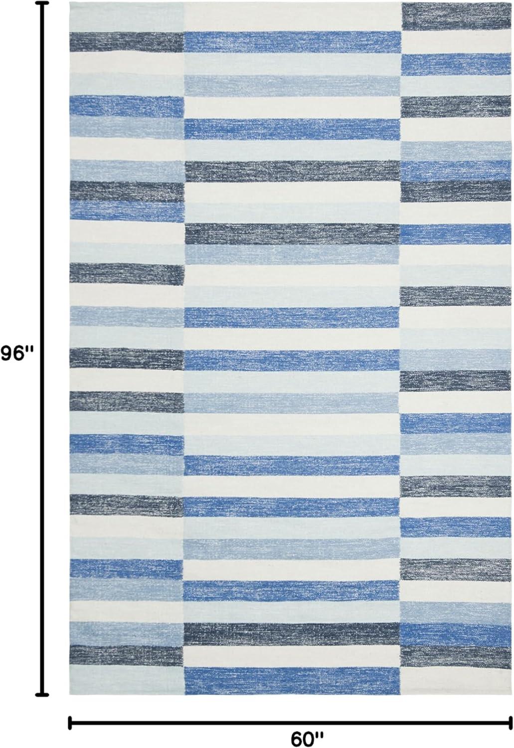 Striped Kilim STK411 Hand Woven Area Rug - Blue - 5'x8' - Safavieh.