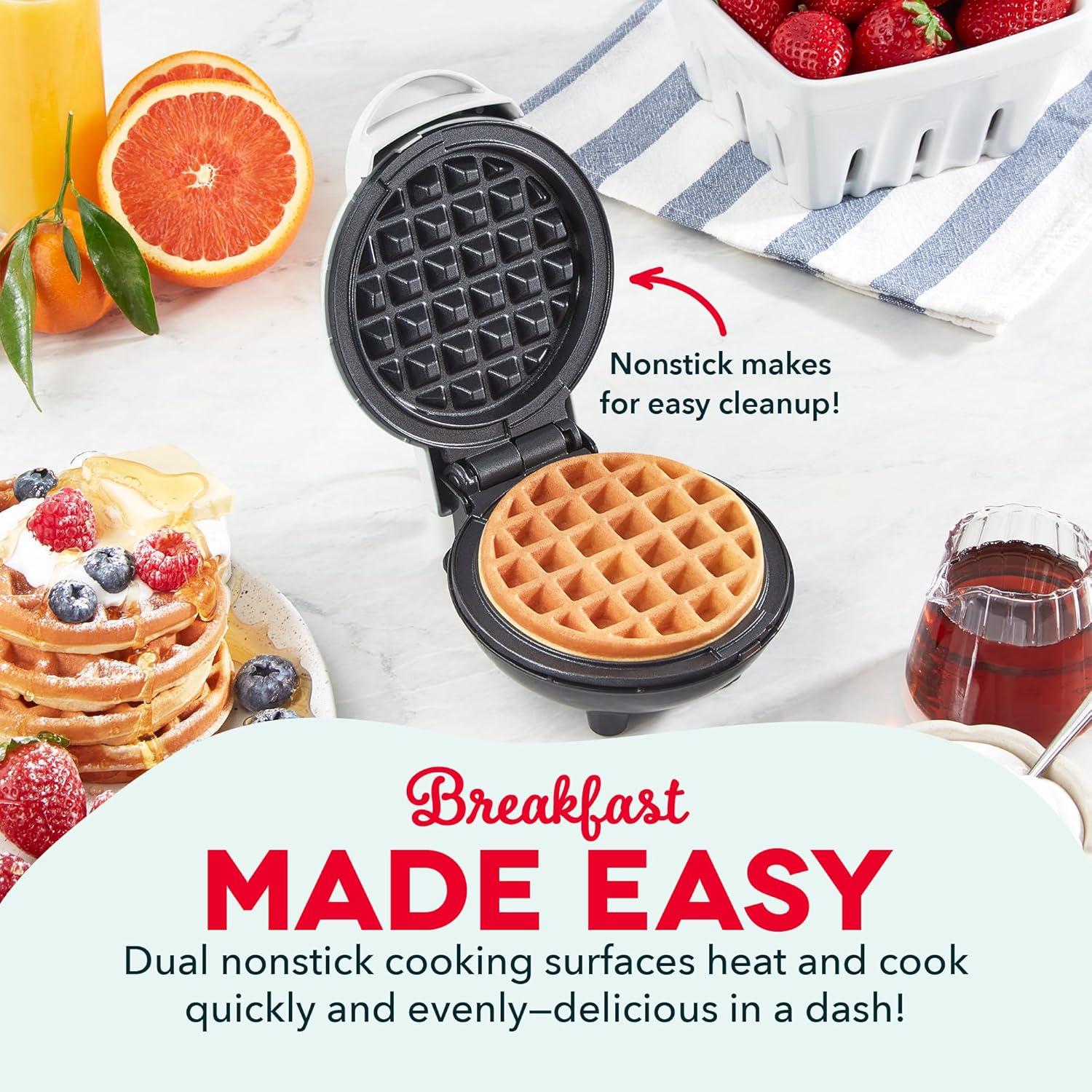 Compact White Non-stick Adjustable Temperature Waffle Maker