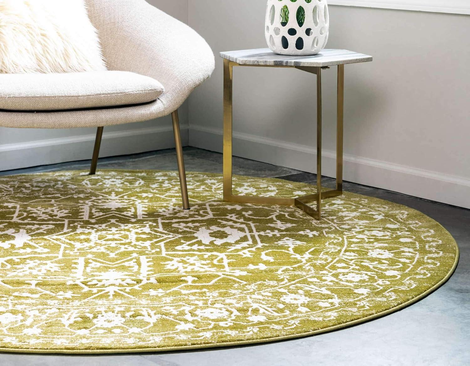 Unique Loom New Classical Collection Area Rug - Olympia (8'  Round Light Green/Ivory)