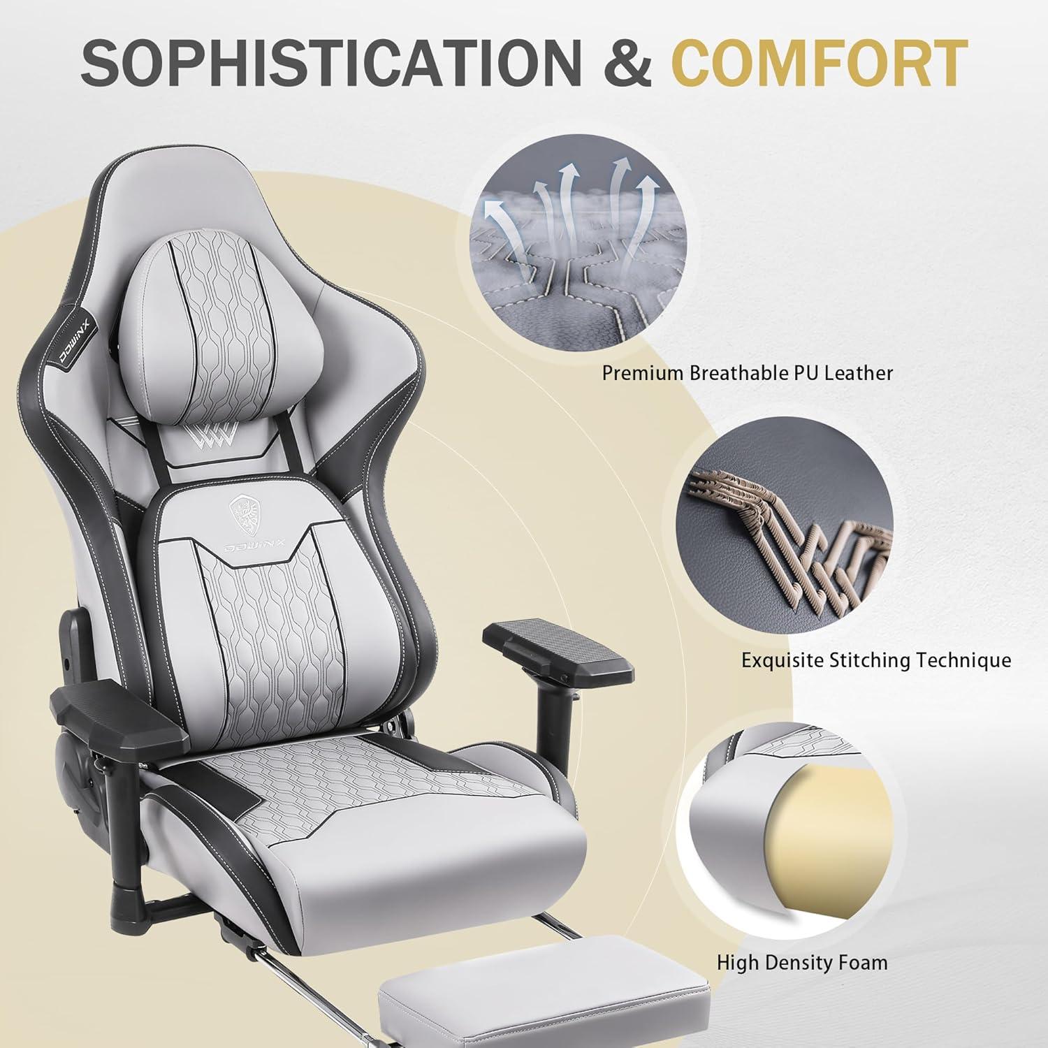 Dowinx Adjustable Reclining Ergonomic Swiveling PC & Racing Game Chair with Footrest