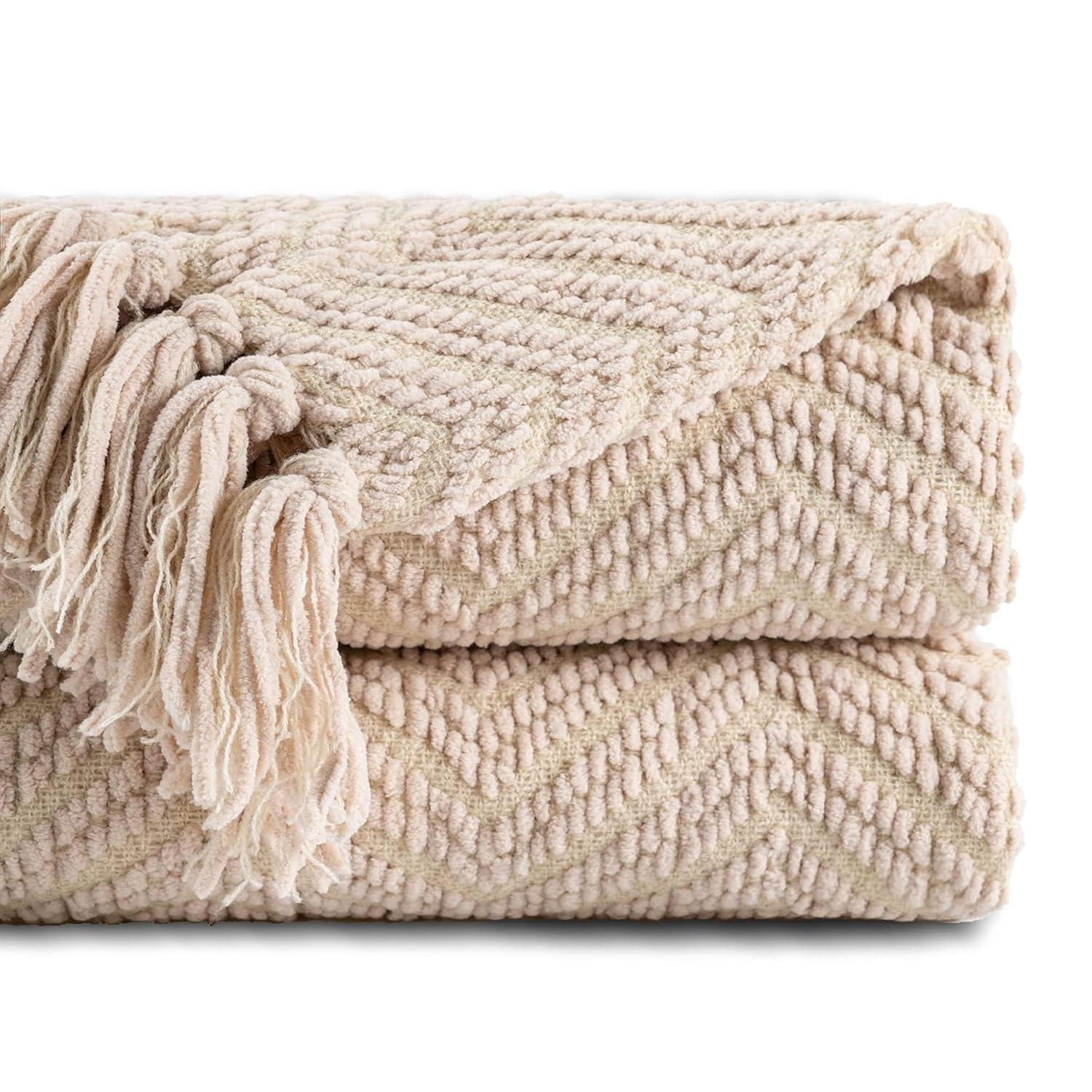 Battilo Home Throw Blanket for Couch, Decorative Knit Grey Blanket for Bed, Super Soft Warm Grey Throws for Room Farmhouse Accent Decor, 50"x60"
