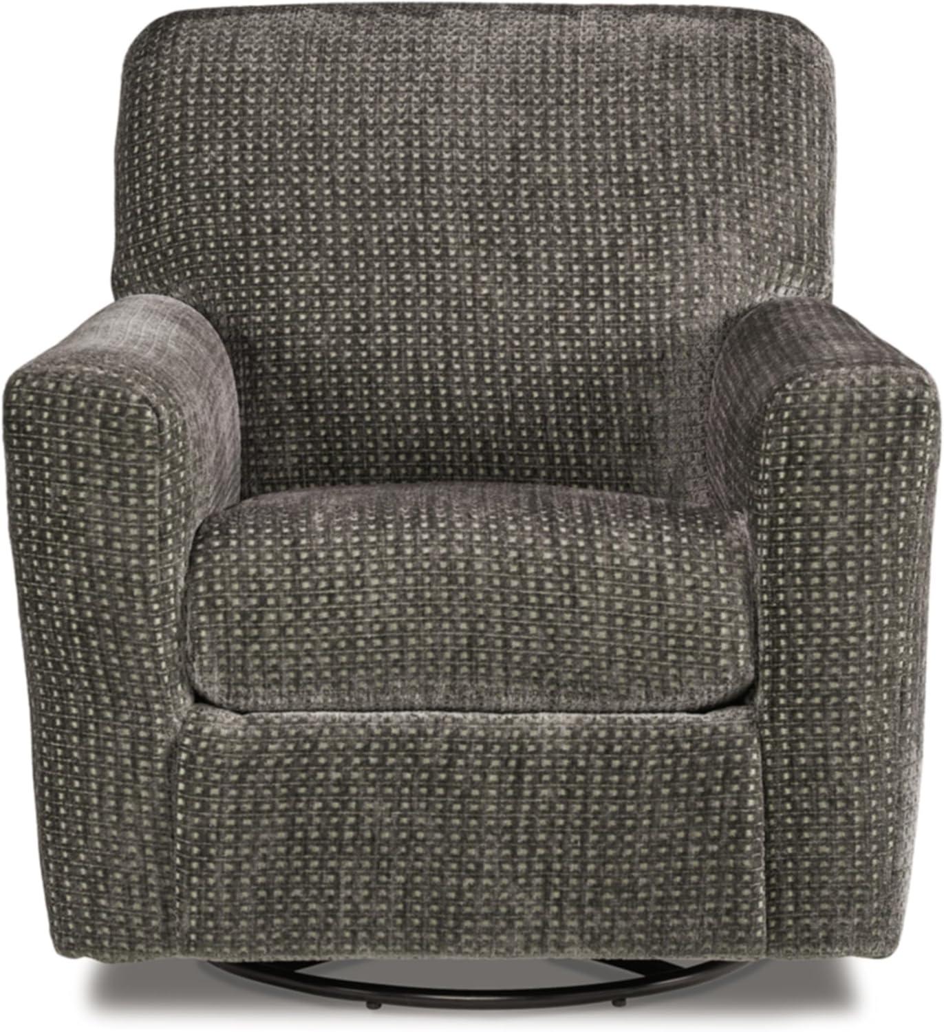 Charcoal Gray Swivel Glider Accent Chair with Polyester Upholstery