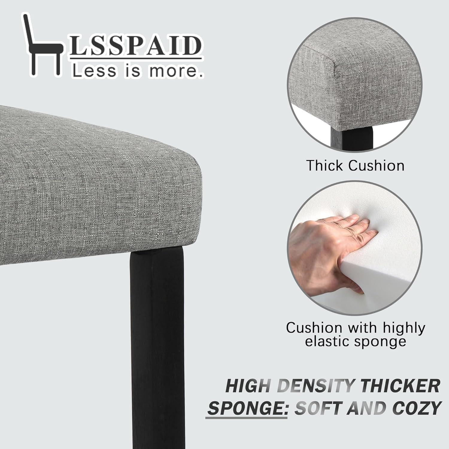 Drevy Bar Stools Set of 2, 24 inch Fabric Counter Height Bar Stools, Kitchen Island Wood Bar Chairs, Solid Wood Legs Barstools, Grey