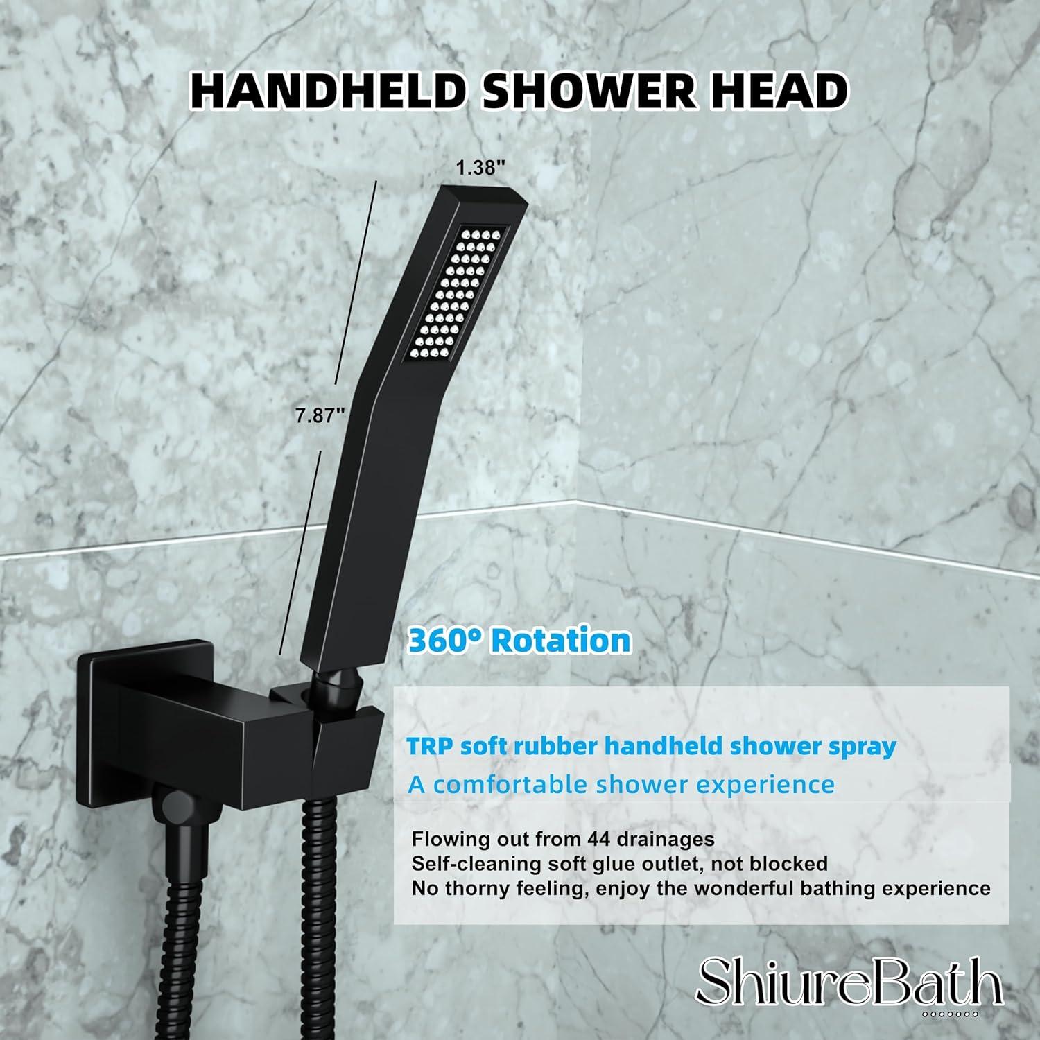 Bathroom Shower Faucet Set, 10 Inch Rainfall Shower Head With Handheld Combo, Wall Mounted Shower System Shower Fixtures With Pressure-Balanced Valve,