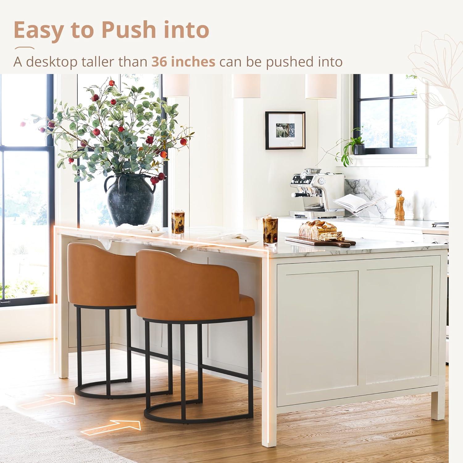 Dycanpo Counter Height Bar Stools with Back Sets of 3 Modern Counter Stools for Home Kitchen, Brown