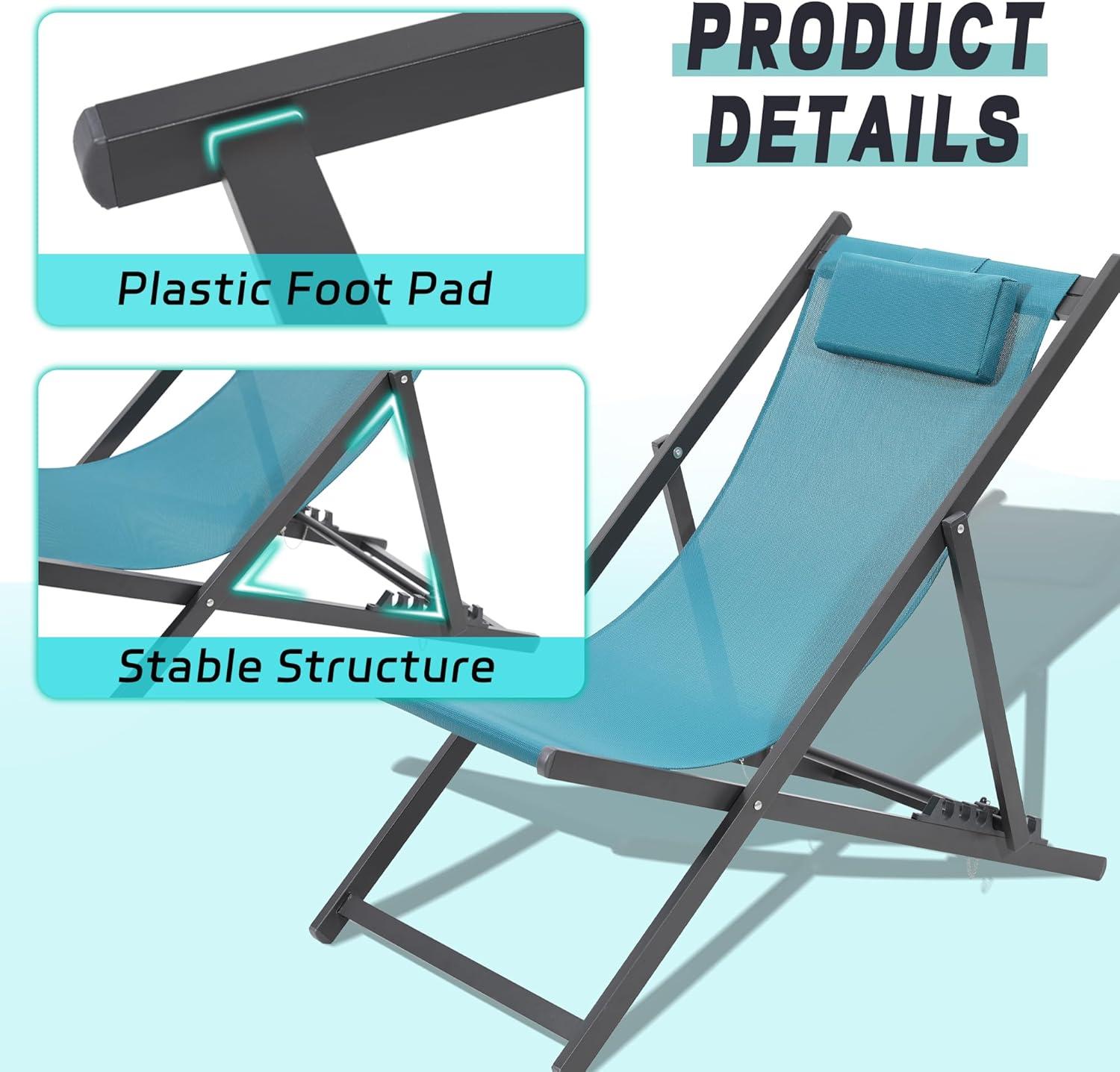 Of 2 Beach Sling Patio Chair,FoldingChairs PortableBeach ChairChair Low Slung X Shaped Portable For