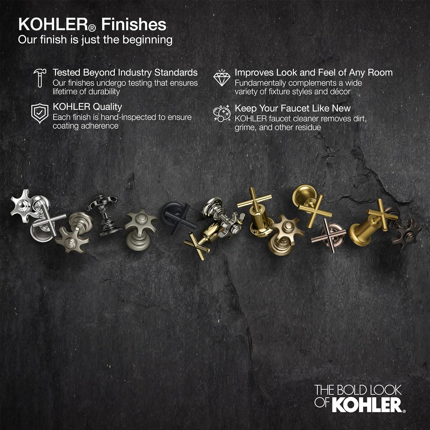 Kohler Hint Widespread Bathroom Faucet with Pop-Up Drain Assembly, 3 Hole 2-Handle Bathroom Sink Faucet, 1.2 gpm