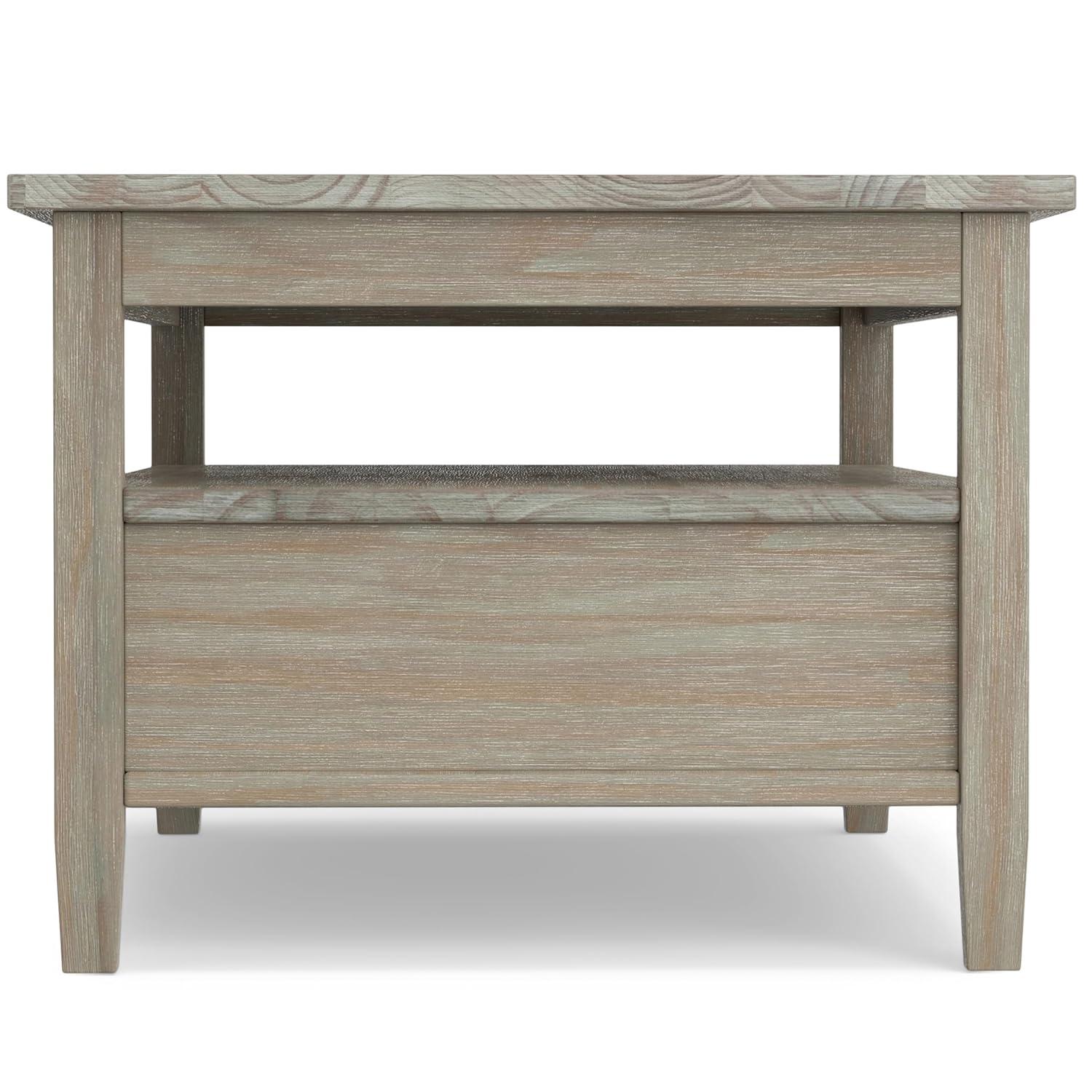 Simpli Home Warm Shaker 48"W Solid Wood Coffee Table with Two Storage Drawers and Open Shelf